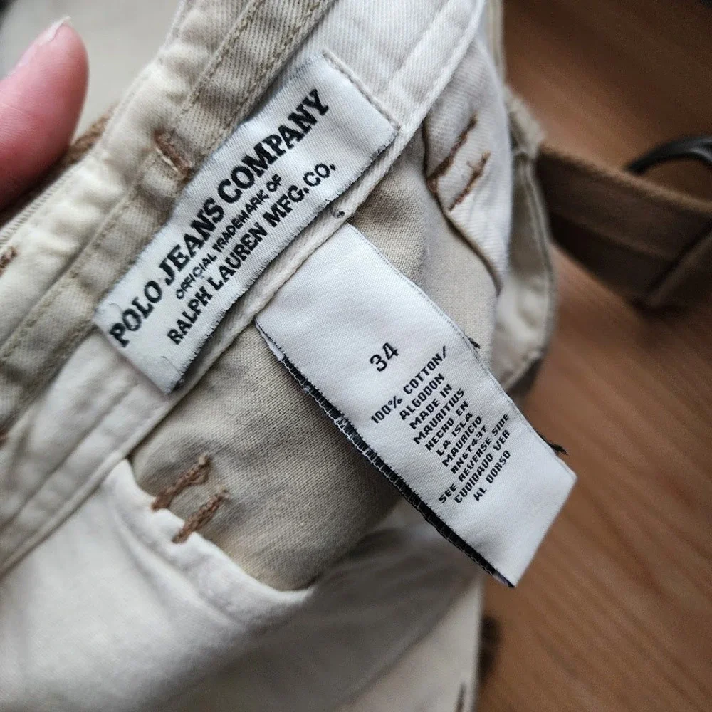 POLO JEANS‎ CO Cargo Shorts Khaki Y2K Skate Utility 34